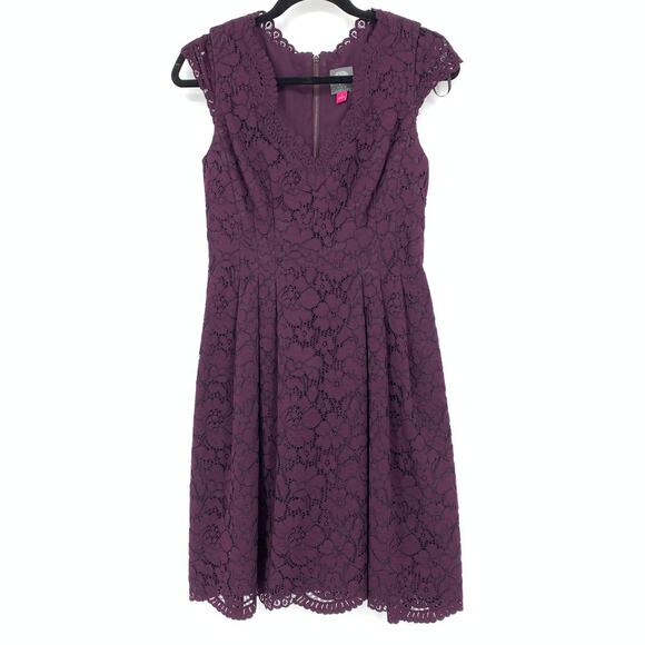 Vince Camuto Dress Women's Size 2 Purple Cap Sleeve Lace Sheath - Picture 1 of 6